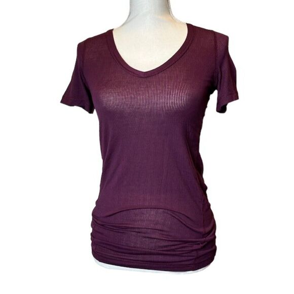 Lululemon Karmady Short Sleeve Tonka Stripe Burnout Plum S - Picture 3 of 9